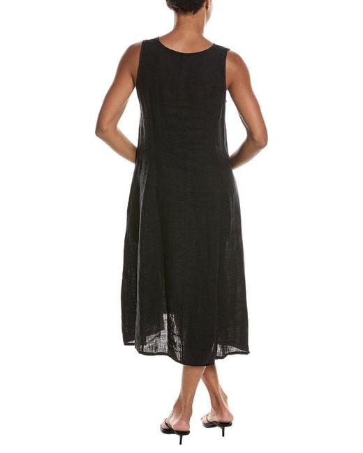 Persaman New York Black Linen Midi Dress