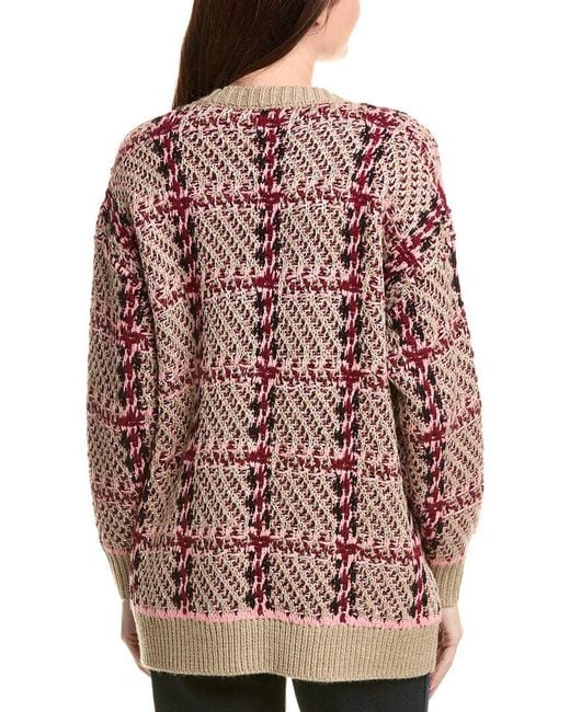 L'Agence Brown Macie Houndstooth Wool-Blend Cardigan