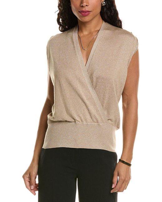 Tahari Natural Faux Wrap Sweater