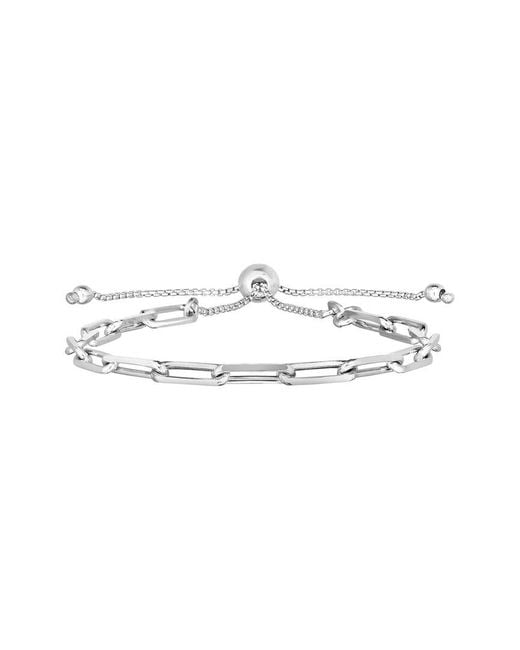 Italian Silver White Piazza Di Spagna Paperclip Link Bolo Bracelet