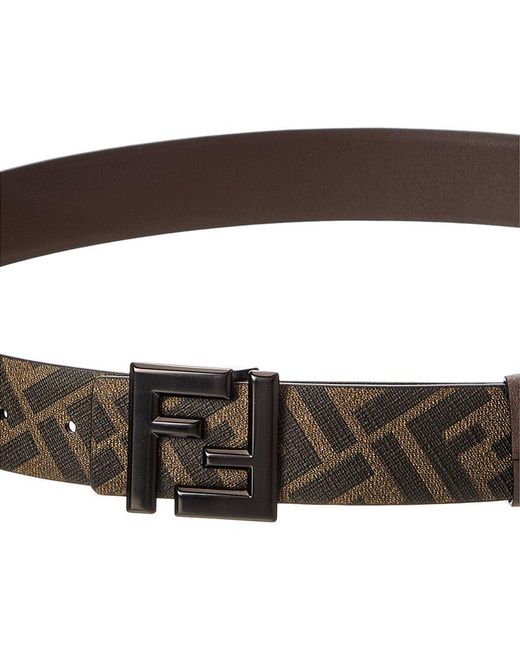 Fendi Brown Ff Squared Leather Belt for men