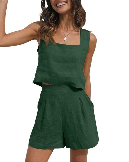 Amanda Royal Green Top & Short Set
