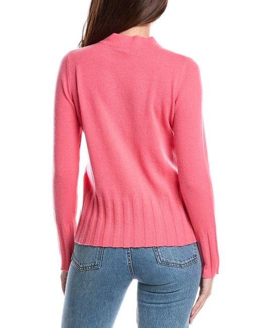 Forte Pink Rib Trim Funnel Neck Cashmere Sweater