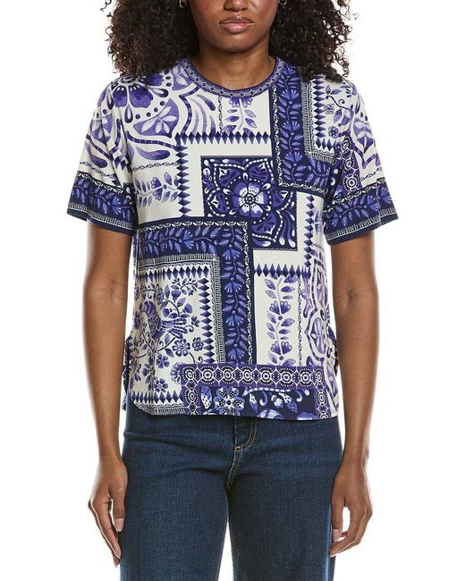 Johnny Was Blue The Janie Favorite Oversized Cropped T-Shirt