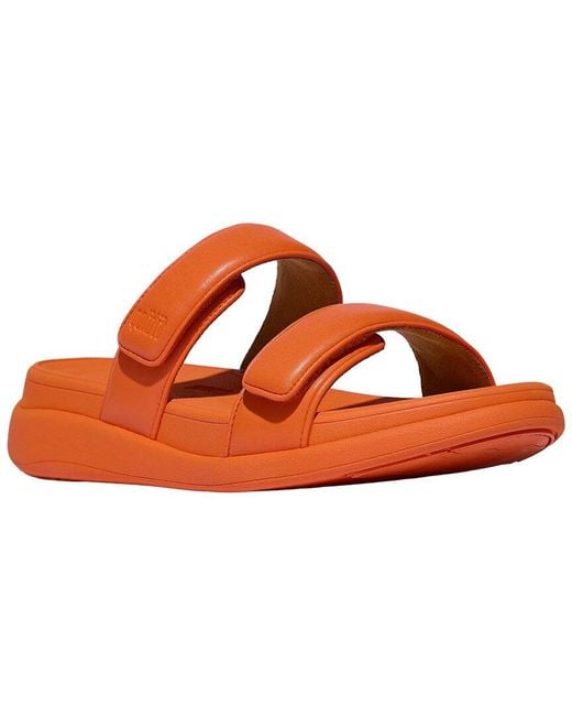 Fitflop Orange F-Mode Go Adjustable Flatform Two Bar Slide