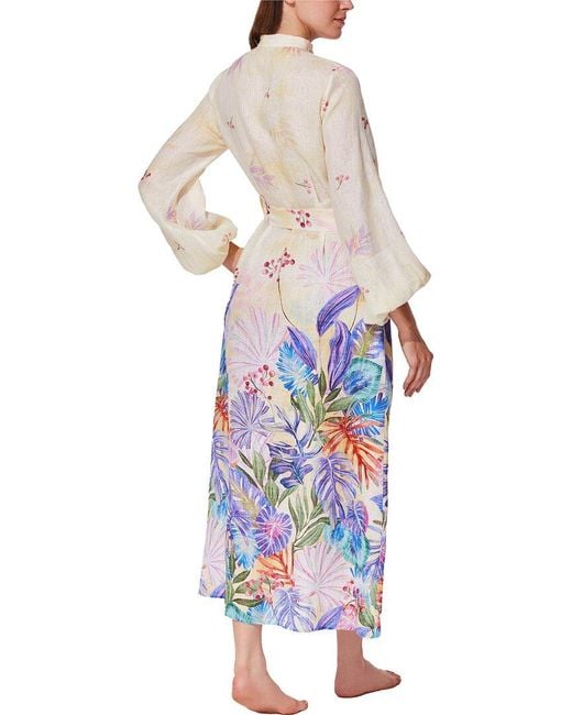 Gottex White Chery Blossom Linen Dress