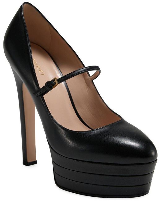 Gucci Black Mary Jane Leather Pump