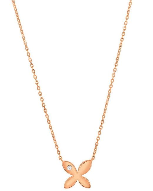 Suzy Levian Metallic 14K Rose 0.09 Ct. Tw. Diamond Marquise Flower Necklace