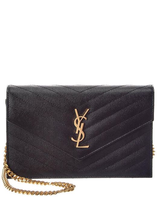 Saint Laurent Black Cassandra Leather Wallet On Chain
