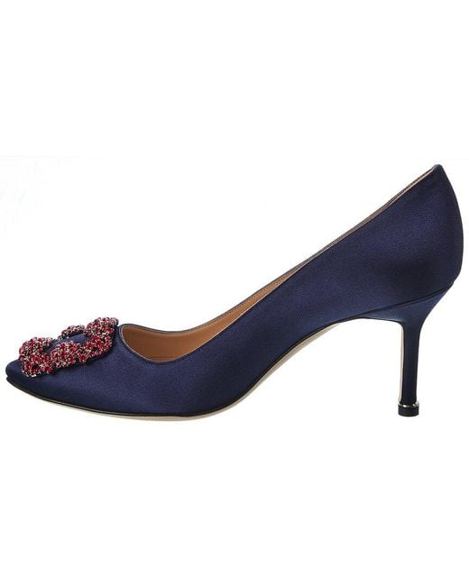 Manolo Blahnik Blue Hangisi 70 Satin Pump