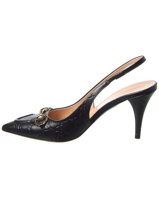 Gucci Black Horsebit Leather Slingback Pump