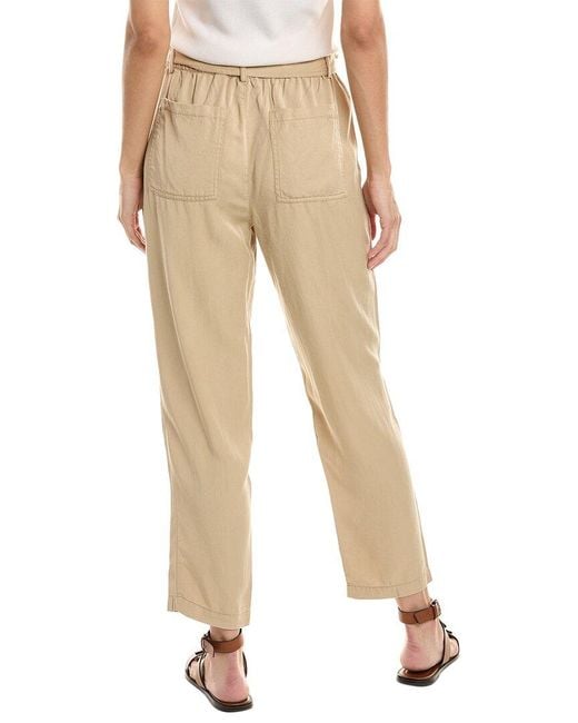 Tahari Natural Woven Twill Tapered Leg Fly Ankle Pant