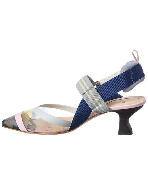 Fendi Metallic Colibri Mesh & Leather Slingback Pump