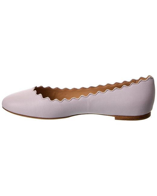 Chloé Pink Lauren Scalloped Leather Ballerina Flat
