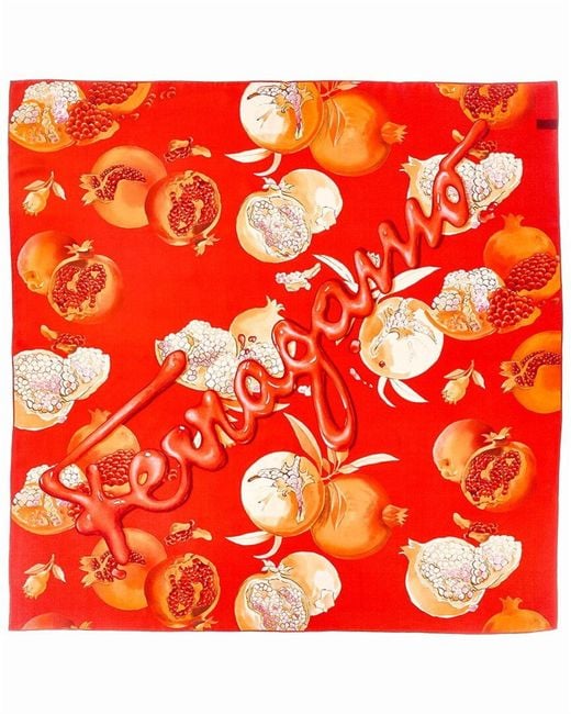 Ferragamo Red Silk Scarf