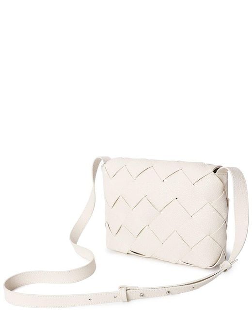 Tiffany & Fred Paris Natural Hand-Woven Full-Grain Leather Crossbody