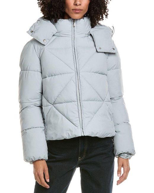 Sam Edelman Jacket Sam Edelman Mixed Quilted Cropped Puffer Jacket in Grey | Lyst UK