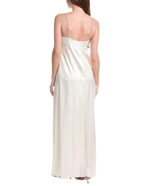 Fabiana Filippi White Lingerie Strap Silk-Blend Maxi Dress