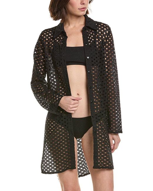 Carmen Marc Valvo Black Button-Up Shirt