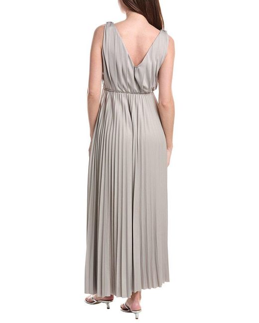 Fabiana Filippi Gray Pleated Jersey Sleeveless Maxi Dress