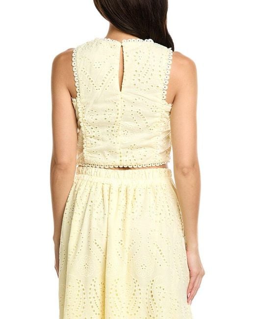 Estellina Yellow Eyelet Top
