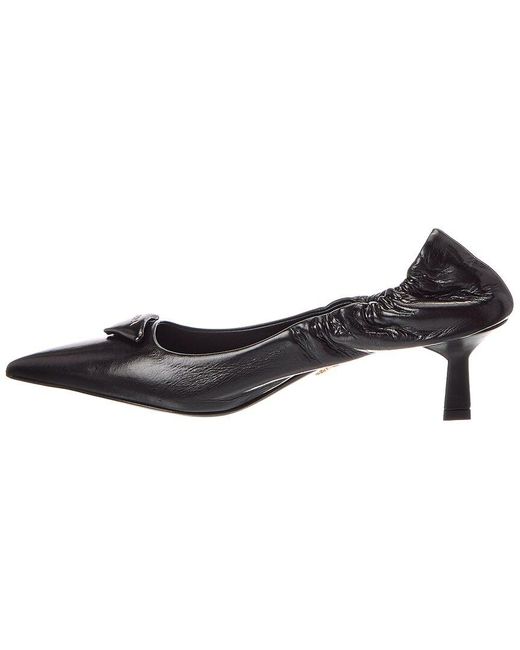 Prada Black Leather Pointy-Toe Pump