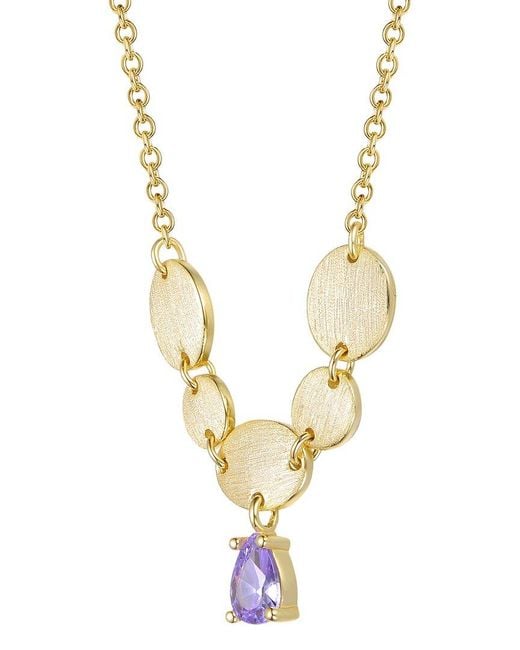 Genevive Jewelry Metallic Rachel Glauber 14K Plated Cz Drop Necklace