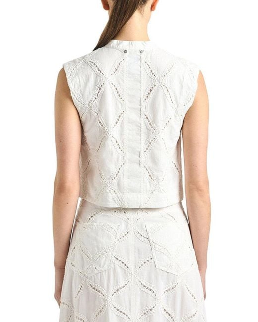 10 Crosby Derek Lam White Tilda Cotton Eyelet Sleeveless Top