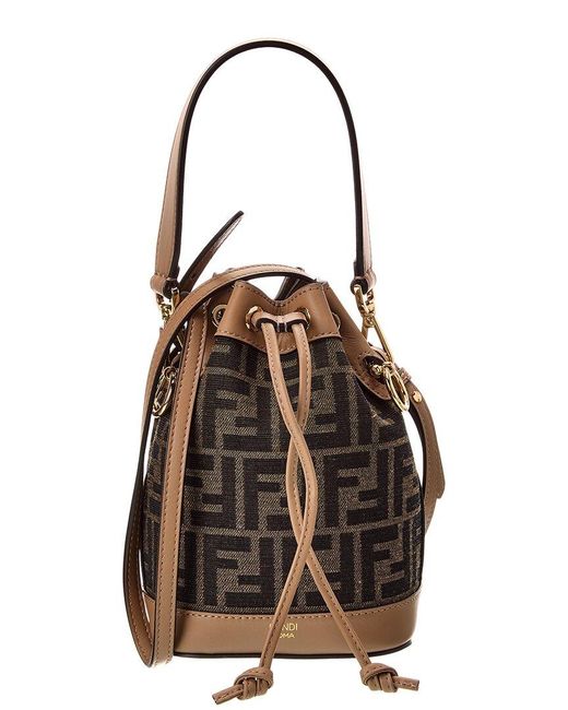 Fendi Black Mon Tresor Mini Ff Jacquard & Leather Bucket Bag