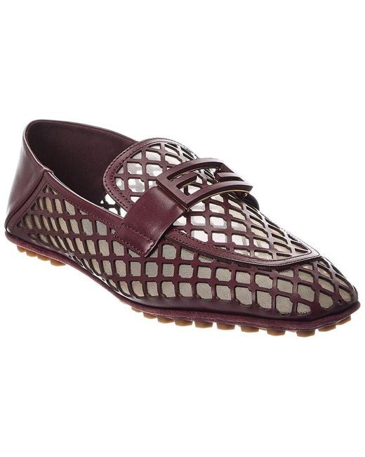 Fendi Brown Baguette Mesh & Leather Loafer