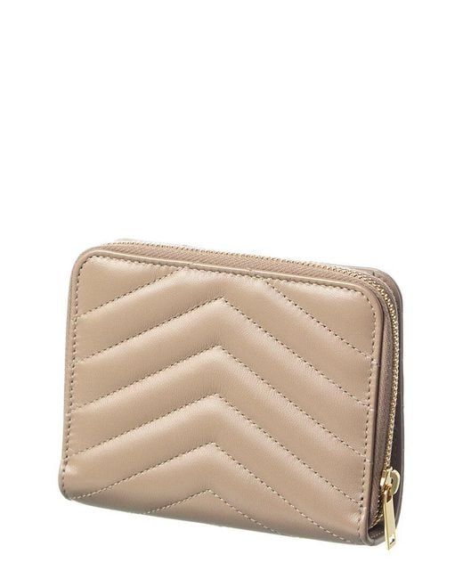 Saint Laurent Brown Cassandre Matelasse Leather Card Case