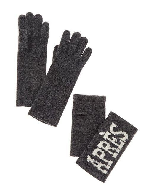 Hannah Rose Black Apres 3-in-1 Cashmere Gloves