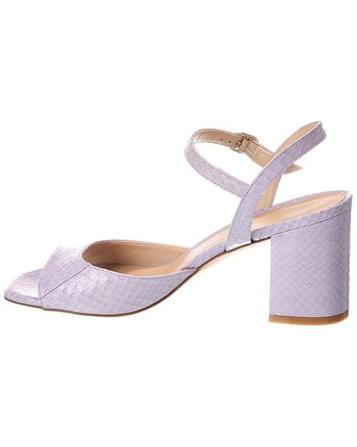 Stuart Weitzman Pink Tia 75 Block Snake-Embossed Leather Sandal