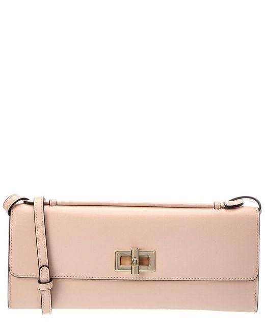 Furla Pink Clara Leather Crossbody Clutch