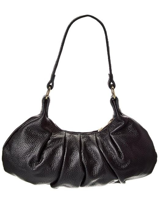 Italian Leather Black Top Handle Shoulder Bag