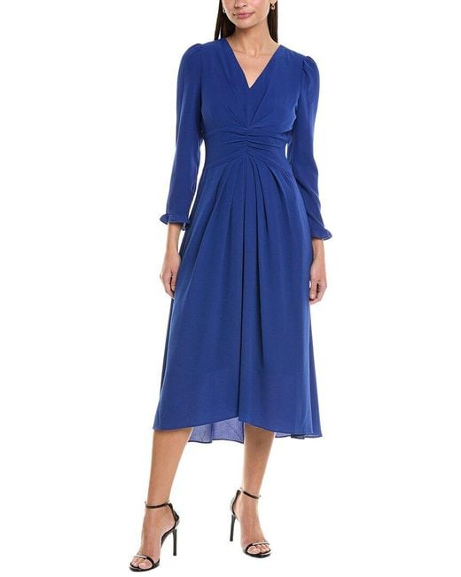Maggy London Blue Bubble Crepe Midi Dress