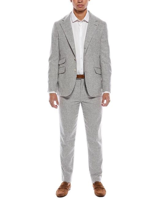 Brunello Cucinelli Gray 2Pc Alpaca & Wool-Blend Suit With Pleated Pant for men