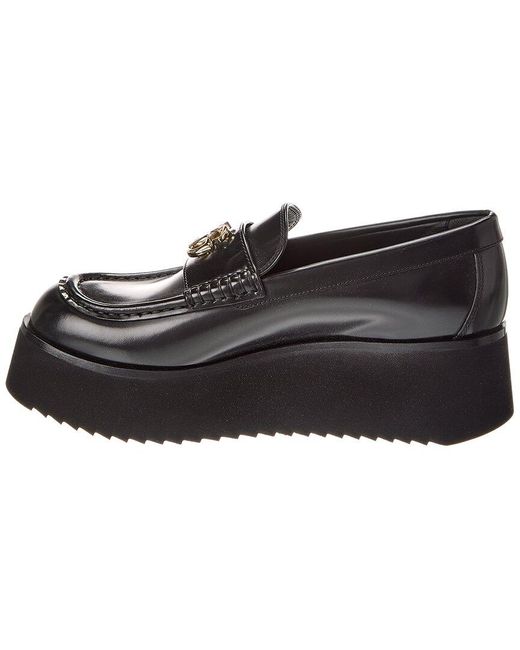 Gucci Black Double G Creeper Leather Loafer