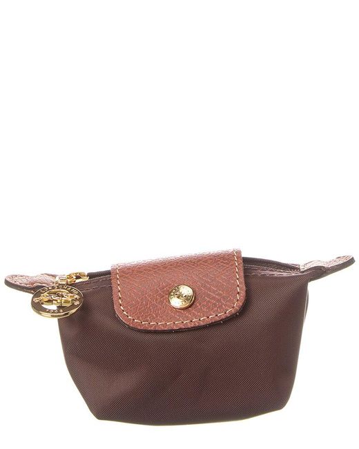 Longchamp Brown Le Pliage Original Canvas & Leather Coin Purse