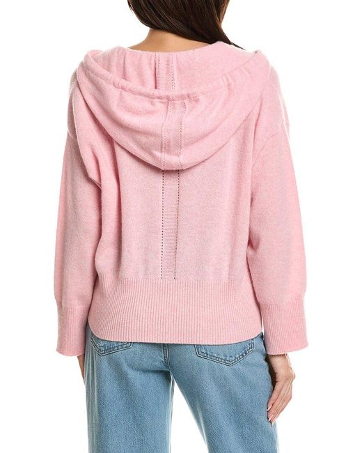 Brodie Cashmere Red Cool Girl Detachable Hood V-Neck Cashmere Sweater