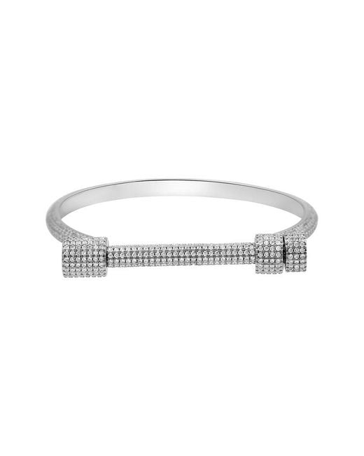 Adornia White Rhodium Plated Cuff Bracelet