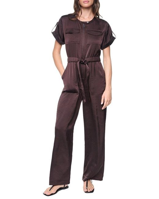 DKNY Brown Roll Tab Contrast Jumpsuit