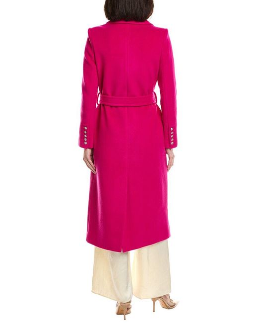 L'Agence Pink Olina Long Wool-Blend Coat