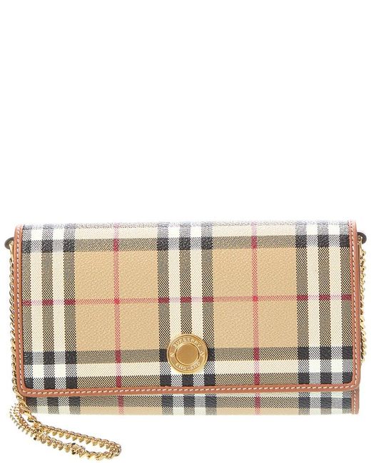 Burberry Natural Hannah Vintage Check E-Canvas & Leather Detachable Strap Wallet