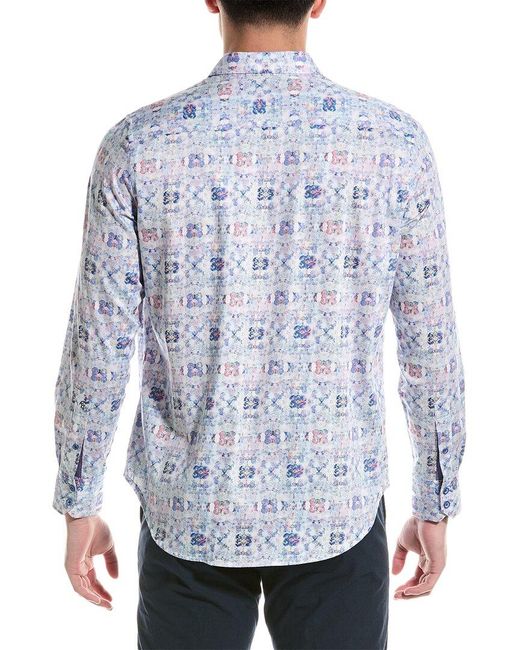 Robert Graham Blue Trento Classic Fit Woven Shirt for men