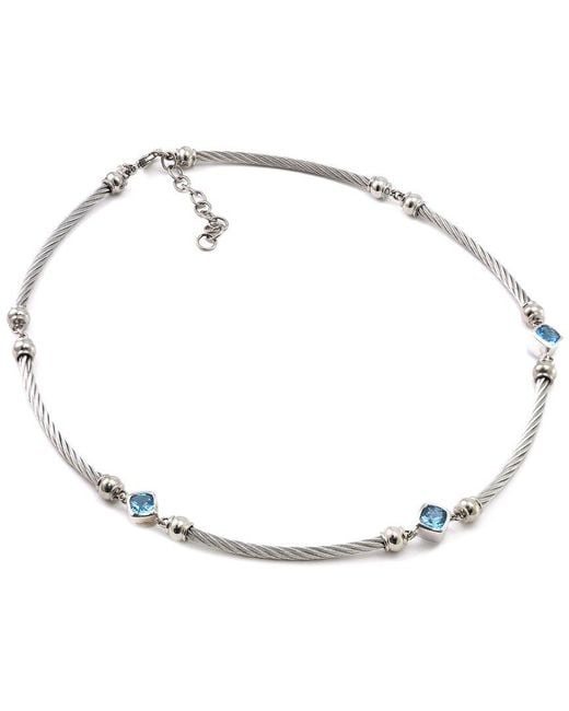 Gemstones Metallic Steel 2.34 Ct. Tw. Diamond & Amethyst Necklace