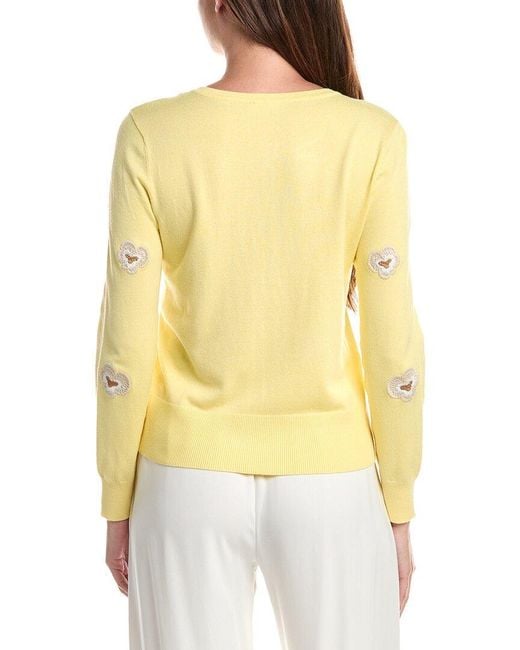 Tahari Yellow Pansy Cardigan