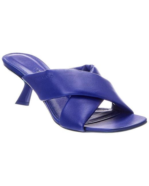 Ferragamo Blue Aludra 55 Leather Sandal