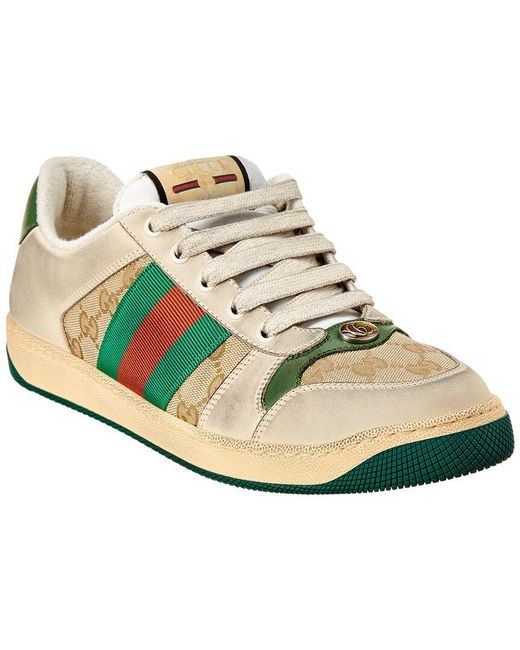 Gucci White Screener Gg Supreme Canvas & Suede Sneaker for men