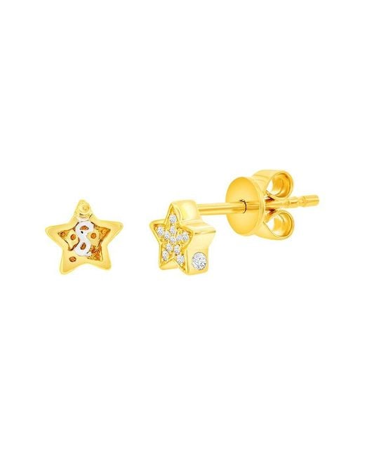 Suzy Levian Yellow 14k 0.06 Ct. Tw. Diamond Star Studs